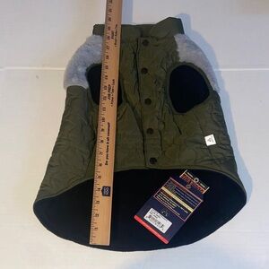 Touchdog Olive Green Dog Jacket with Gray Accents